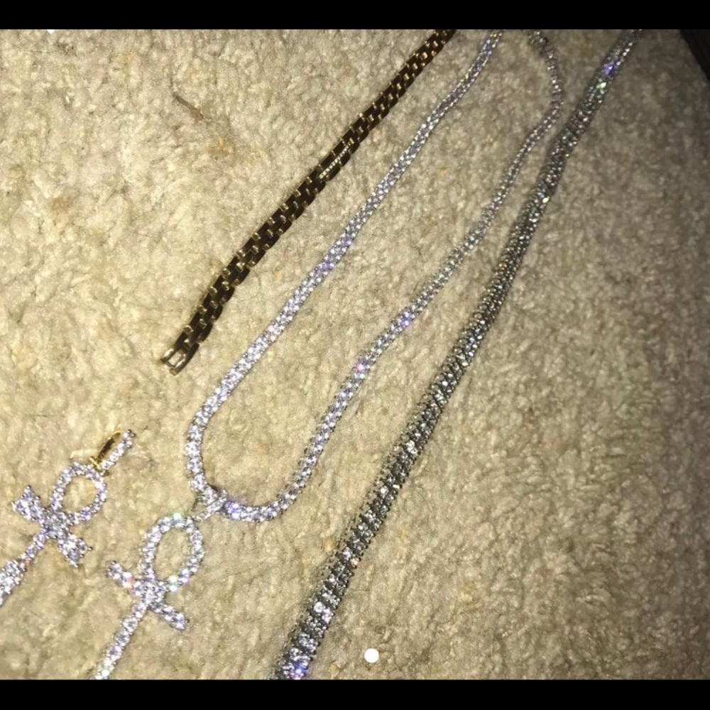 Diamond chokers, gold bracelet!